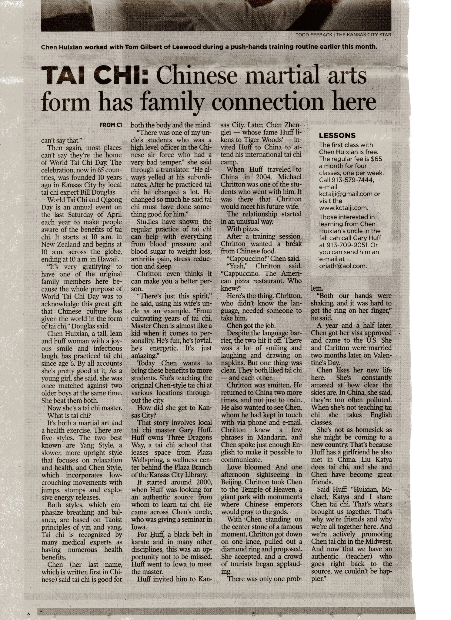 Continuation of the April 25, 2009 Kansas City Star article about Chen Huixian